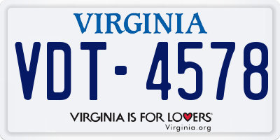 VA license plate VDT4578