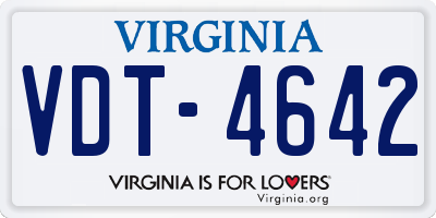 VA license plate VDT4642