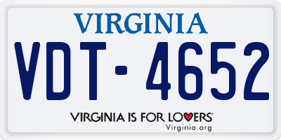VA license plate VDT4652