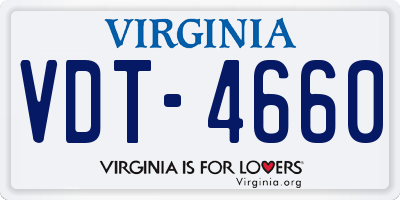 VA license plate VDT4660