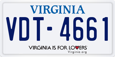VA license plate VDT4661