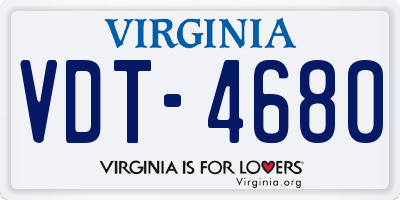 VA license plate VDT4680
