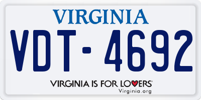 VA license plate VDT4692