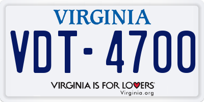 VA license plate VDT4700