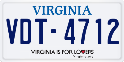 VA license plate VDT4712