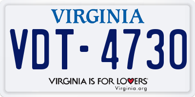 VA license plate VDT4730