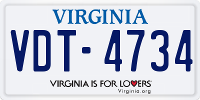 VA license plate VDT4734