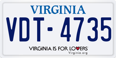 VA license plate VDT4735