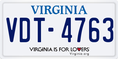VA license plate VDT4763