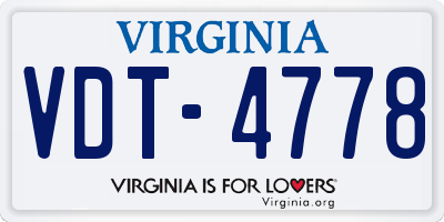 VA license plate VDT4778