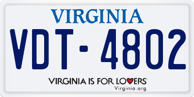 VA license plate VDT4802