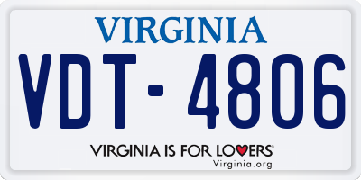 VA license plate VDT4806