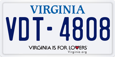 VA license plate VDT4808
