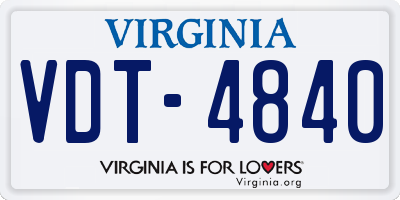 VA license plate VDT4840