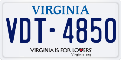 VA license plate VDT4850