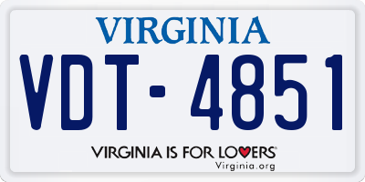 VA license plate VDT4851