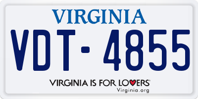 VA license plate VDT4855