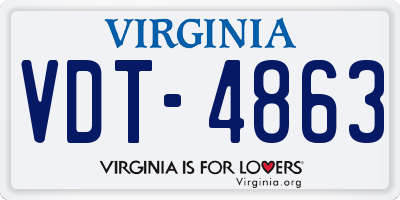 VA license plate VDT4863