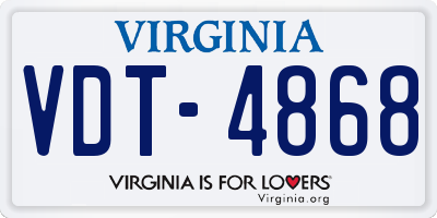 VA license plate VDT4868
