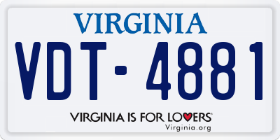 VA license plate VDT4881