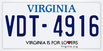 VA license plate VDT4916