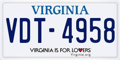 VA license plate VDT4958