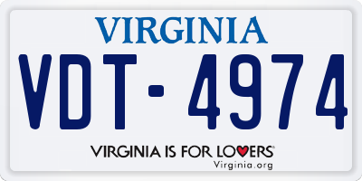 VA license plate VDT4974