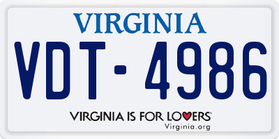 VA license plate VDT4986
