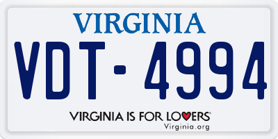 VA license plate VDT4994