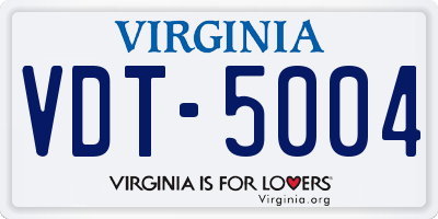 VA license plate VDT5004