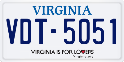 VA license plate VDT5051
