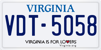 VA license plate VDT5058