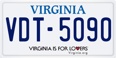 VA license plate VDT5090
