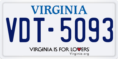 VA license plate VDT5093