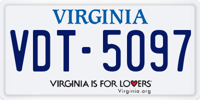 VA license plate VDT5097