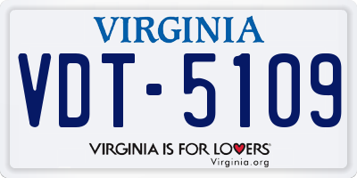 VA license plate VDT5109