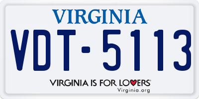 VA license plate VDT5113