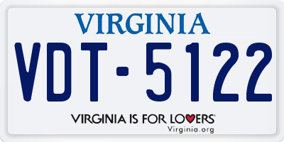VA license plate VDT5122