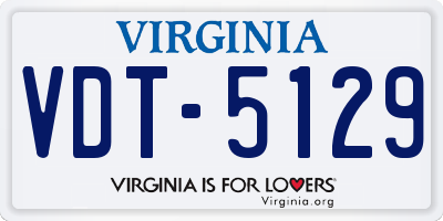 VA license plate VDT5129