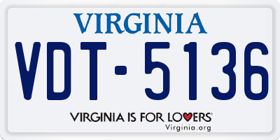 VA license plate VDT5136
