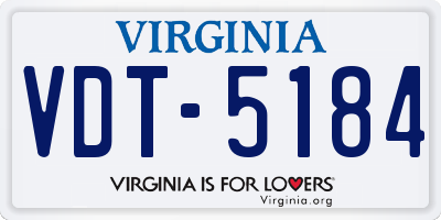 VA license plate VDT5184