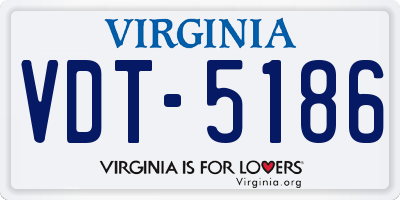 VA license plate VDT5186