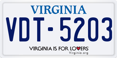 VA license plate VDT5203