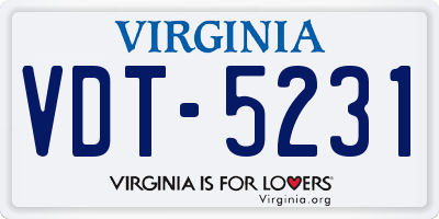 VA license plate VDT5231