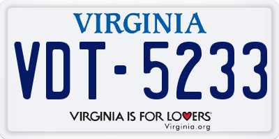 VA license plate VDT5233