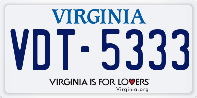 VA license plate VDT5333