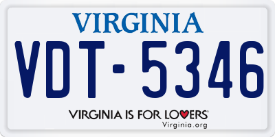 VA license plate VDT5346