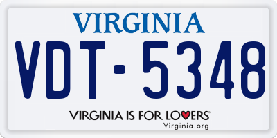 VA license plate VDT5348