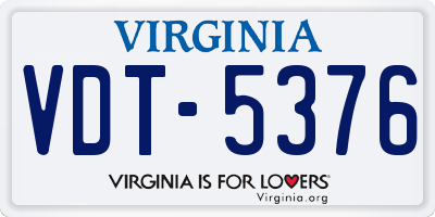VA license plate VDT5376