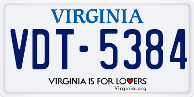 VA license plate VDT5384